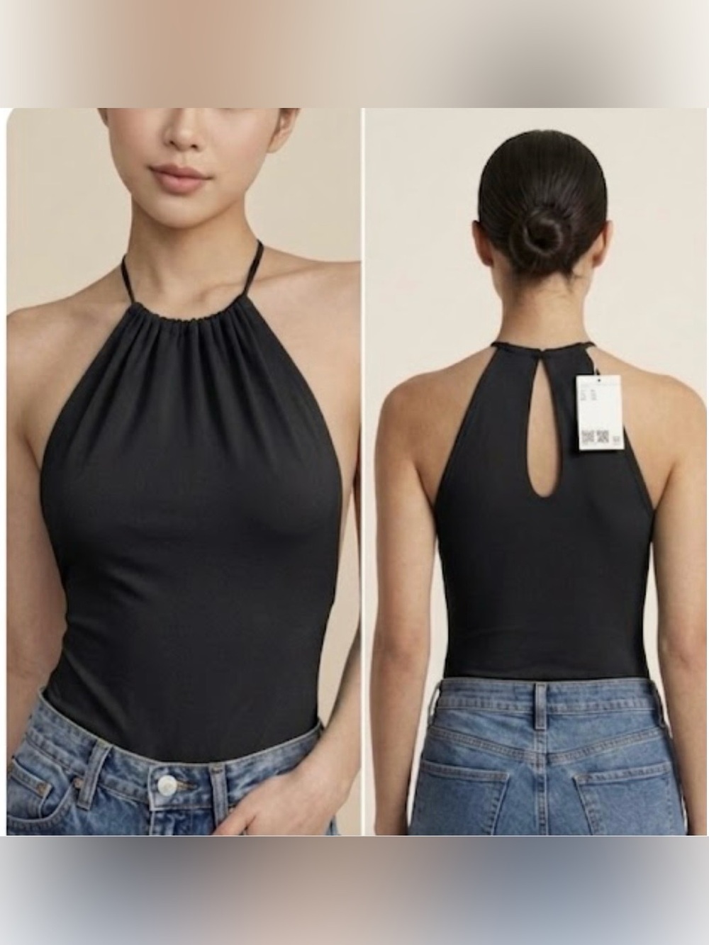 ✅🌹H&M Black Halter-Style Bodysuit